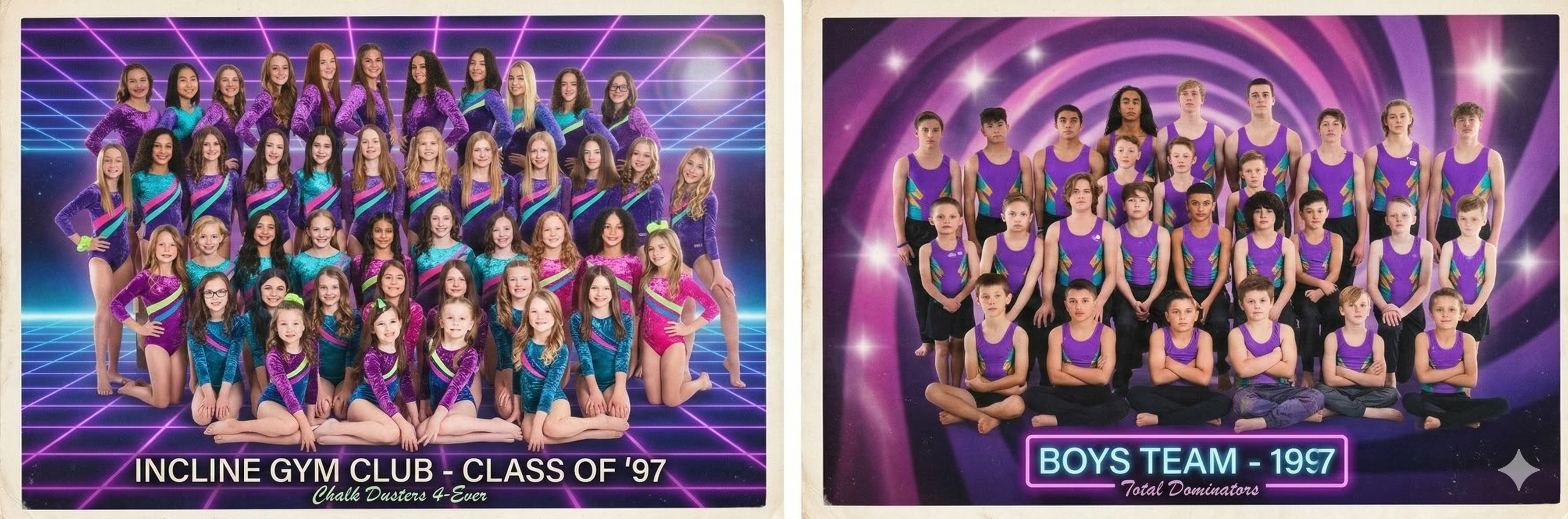 Incline Gym Club - Class of 97 and Boys Team 1997 - retro laser background team photos